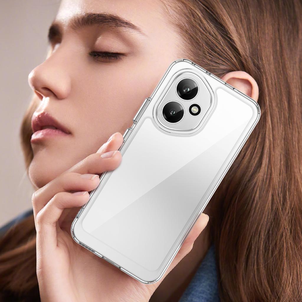 For Honor 400 5G (Global) Case WANLONFENG MF Series TPU Acrylic Clear Phone Cover with Tempered Glass Film