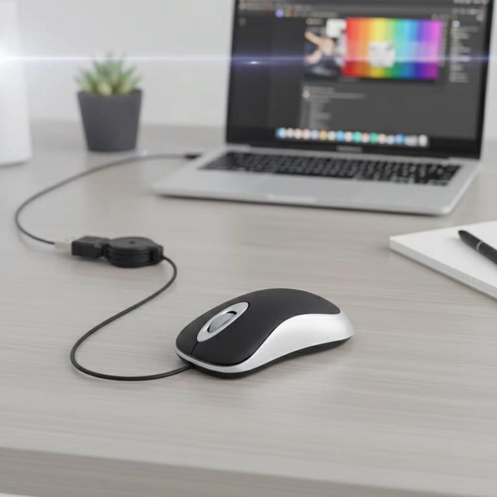 Lightweight mini Retractable Mouse Retractable Cable Computer Mice for Computer PC Laptop