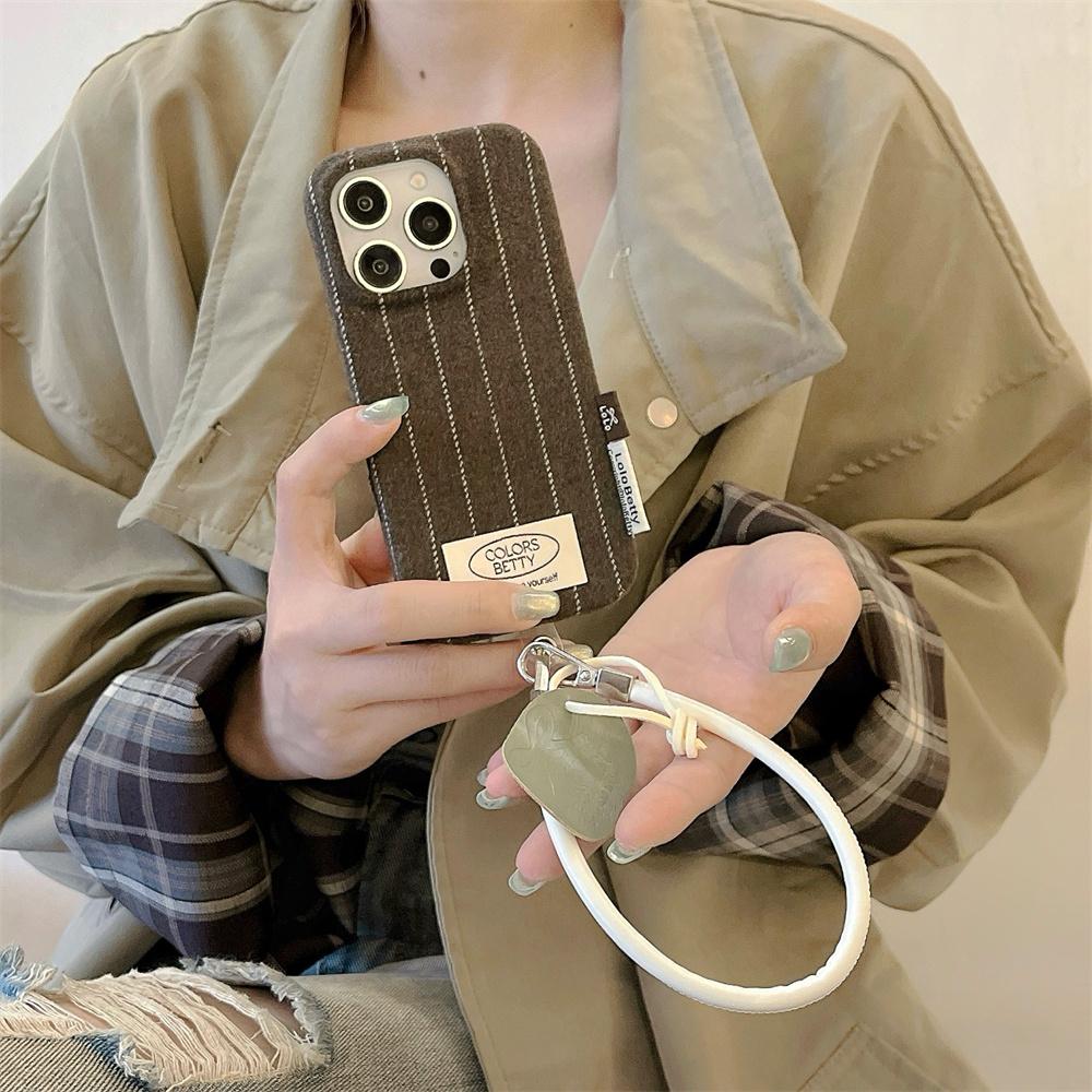Корея ISN простой полосатый плюшевый чехол для телефона для iPhone 17 16 Pro 15 14 Pro Max 13 Чехол с ремешком Модная защита Funda Case
