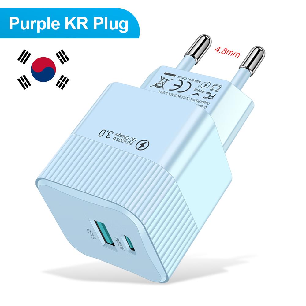 USB C PD 25 Вт быстрое зарядное устройство для iPhone 16 Pro Max Xiaomi 15 Oneplus KR EU US Mini 2 порта дорожный адаптер для быстрой зарядки телефона