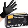 High-Elastic Black Nitrile Gloves - Disposable, Protective, Latex-Free