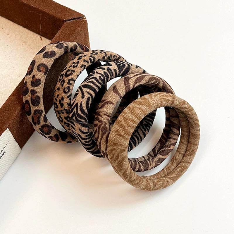 Retro leopard print hair ring simple high elastic towel ring basic tied with scalp band without damage to the hair ponytai