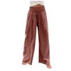 Women's Casual Loose High Waist Cotton Linen Wide Leg Long Pants With Pockets