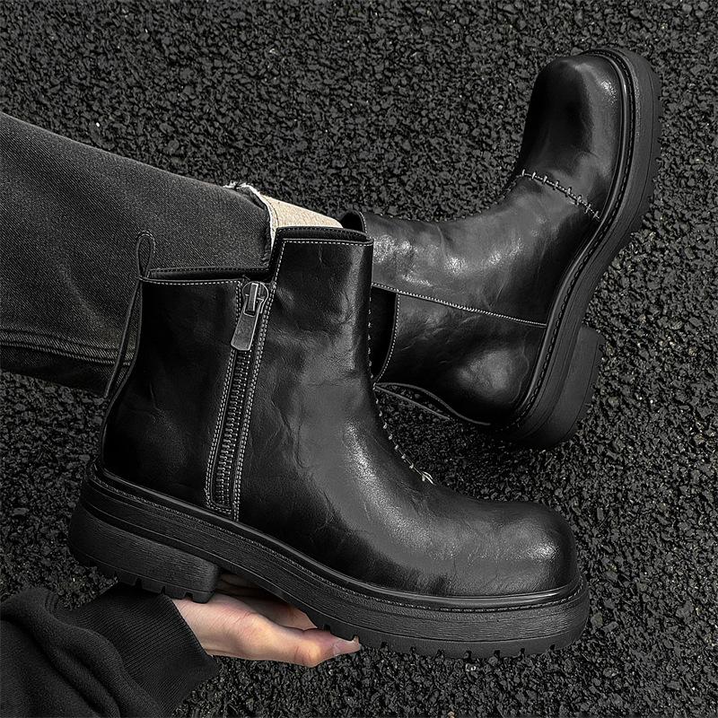 2025 новые квадратные каблуки и ботильоны мужские британские ботинки челси короткие ботинки из овчины 66632-B