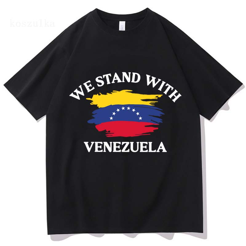 Футболка Freedom Venezuela с коротким рукавом Хлопок Свободный Мужские футболки Унисекс Уличная одежда Повседневный Круглый вырез Хип-хоп Мужская футболка Печатные футболки