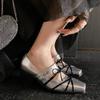 Sweet and Cool Mary Jane Small Leather Shoes Women's 2024 New Design Sense Niche Bow Silver Square Head Thick Heel Single Shoes