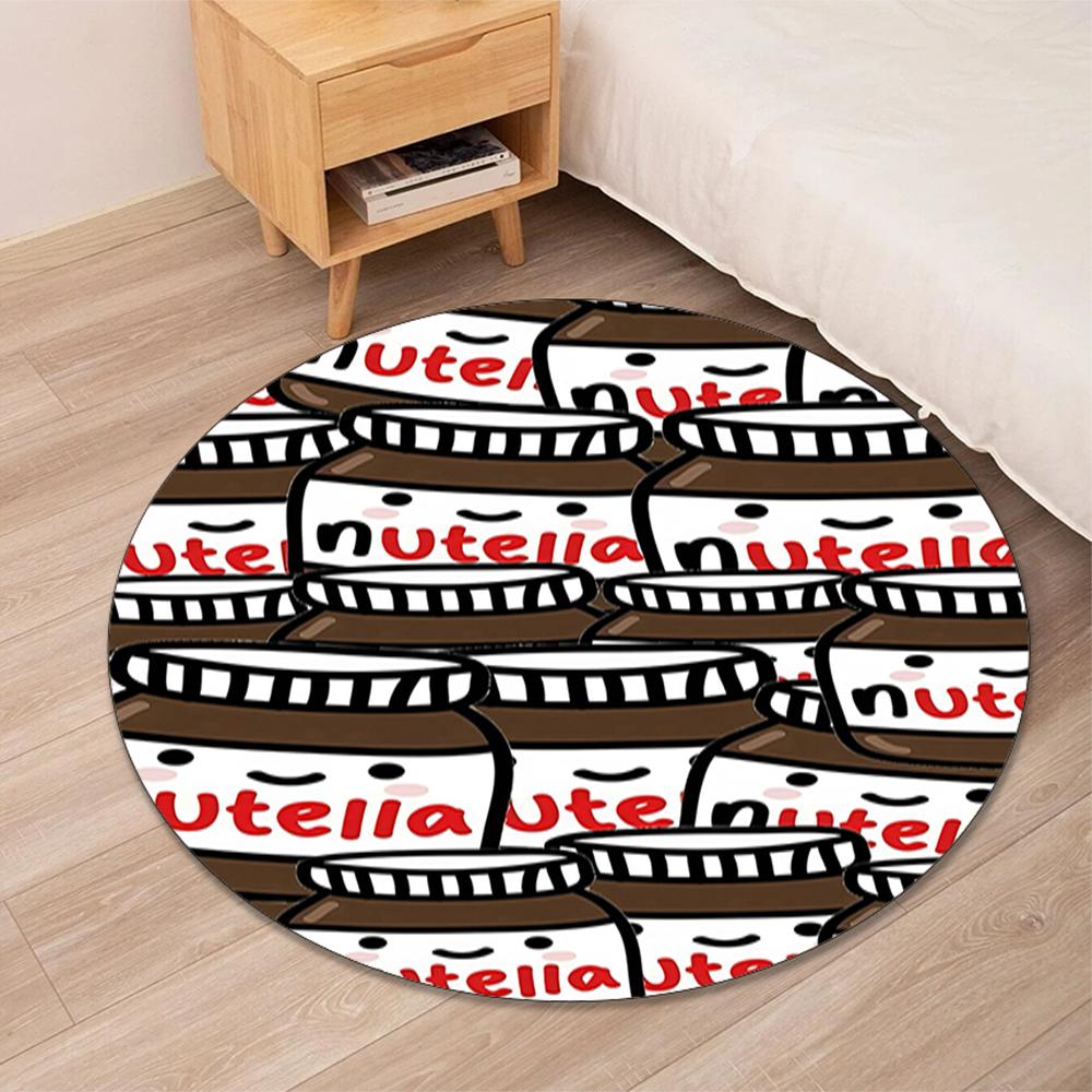Nutella Printed Round Rug Carpet Chair Rug Area Rug Entryway Doormats,for Office Chair Living Room Bedroom Kitchen Room.