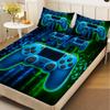 3PCs Cool Gamer Sheet Set Soft Digital Printed Fitted Sheet Set With 2 Pillowcases Birthday Gifts For Boys Bedroom Decor