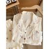 Girls Cotton Gauze Pajama Set Short Sleeve Button-Up Top Shorts Lightweight Sleepwear Kids