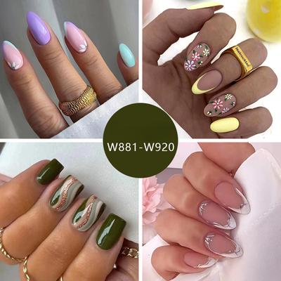Ретро и элегантный весенний и летний цветочный маникюр мода европейский и американский стиль миндаль квадратный ноготь часть готовой продукции смешанная партия