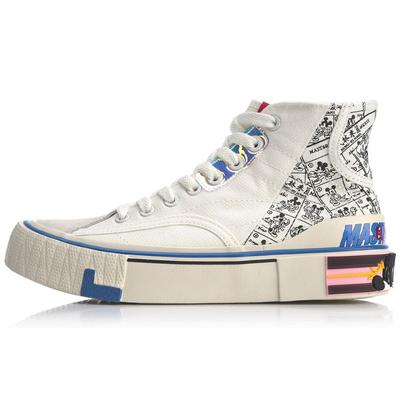 Li Ning We I Canvas Hi Cartoon Нескользящие износостойкие высокие кроссовки для скейтбординга Женские кроссовки для скейтбординга Белые серые AGCQ202-2