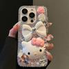 Премиальный Бант из Страз Hello Kitty Подходит для Чехла Мобильного Телефона Apple 15 Роскошный Стразовый Apple 14/17PRO Всесторонний