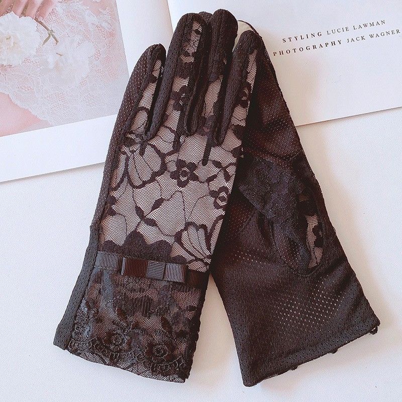 Женские летние перчатки Ice Silk Sunscreen Lace с тонкими шариками Anti UV Anti Slip Airproof Quick Drying