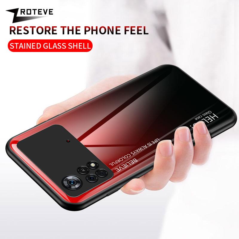 PocoX4 Pro Case Gradient Tempered Glass Cover For Xiaomi Poco X5 X4 GT X3 NFC C40 Xiomi Pocophone M3 M4 M5 S M5s Cases