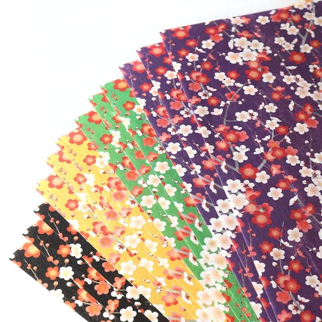 Kamiiso Kimono Beauty Washi Chiyogami Цветок Формат A4 12 Листов Красные и Белые Цветы Сливы 2203 №