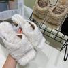 Мода 2024 года, новые корейские модные женские тапочки с квадратным носком, удобные современные тапочки на низком каблуке, повседневные универсальные женские плюшевые тапочки