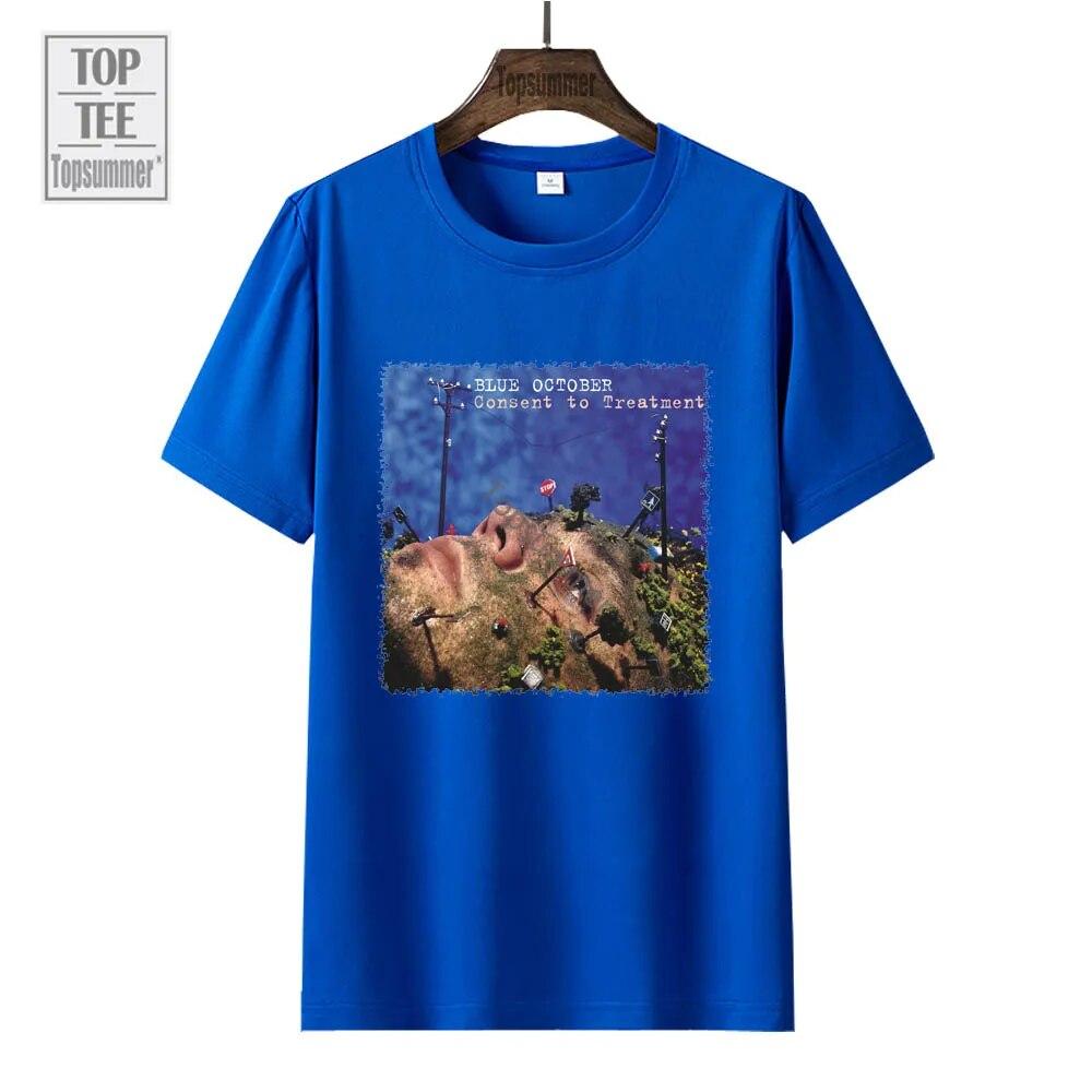 Футболка «Согласие на лечение» с альбомом, синяя футболка «Октябрьский тур», женская уличная модная хлопковая футболка, топы унисекс, большие размеры