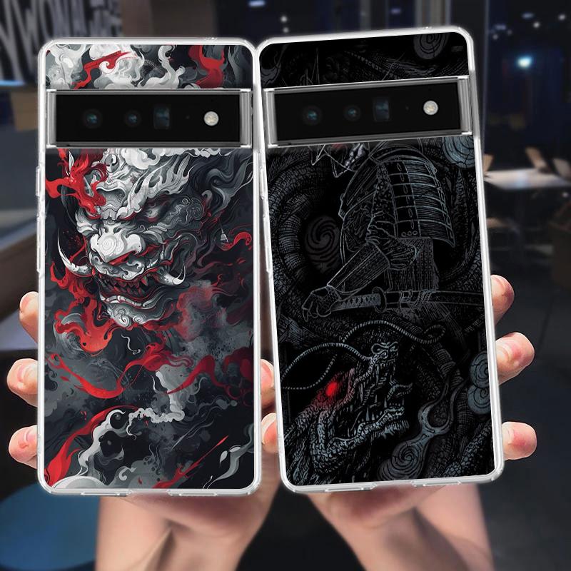 Чехол для телефона Google Pixel 9 8 7 6 9A 8A 7A 6A 5 4 5A 4A 3A Pro XL Мягкий прозрачный ТПУ Прозрачная крышка Японское искусство самураев