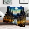 "Spooky Night Ghost Wall Art Print - Halloween Decor"Blanket Flannel Throw Blanket for Sofa, Bed, Travel, Camping, Office, Couch, Chair, And