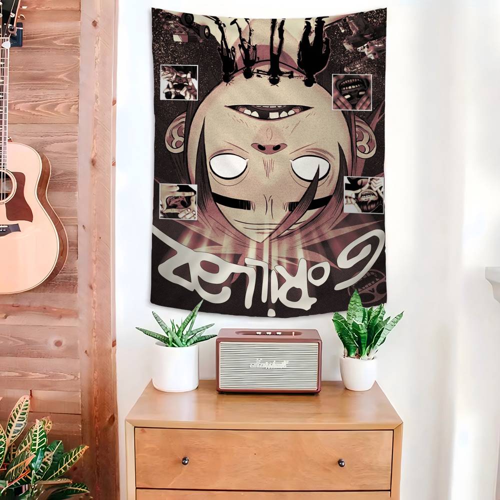 Virtual Anime Rock Band Gorillaz Colorful Tapestry Wall Hanging Hanging Tarot Hippie Wall Rugs Dorm Wall Art Decor