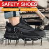 Fashion Air Cushion Safety Shoes Men Steel Toe Sneakers Rotated Button Stab-Proof Anti-smash Men's Work Safety Boots Man Work Shoes