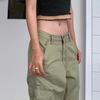 Винтажные брюки-карго с несколькими карманами, женские джинсы Y2K с низкой талией, широкие свободные штаны, повседневная уличная одежда, джинсовые брюки для бега, светло-зеленые