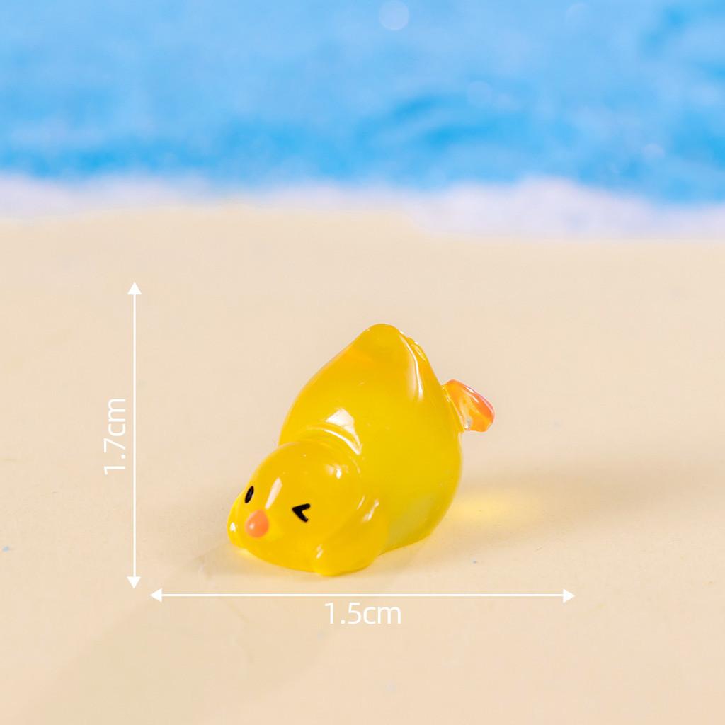Adorable Luminous Playful Duckling Figurines Resin Miniature Decor Set
