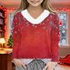 Christmas Day Girls Long Sleeve T Shirts Kids  Girls' V-Neck Tee Christmas Print Long Sleeve Top