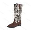 Fashion Fashion Leopard Print Design Long Tube Boots for Women 2025 Autumn New Pointed Head Comfortable Versatile Coarse Heel Long Boots