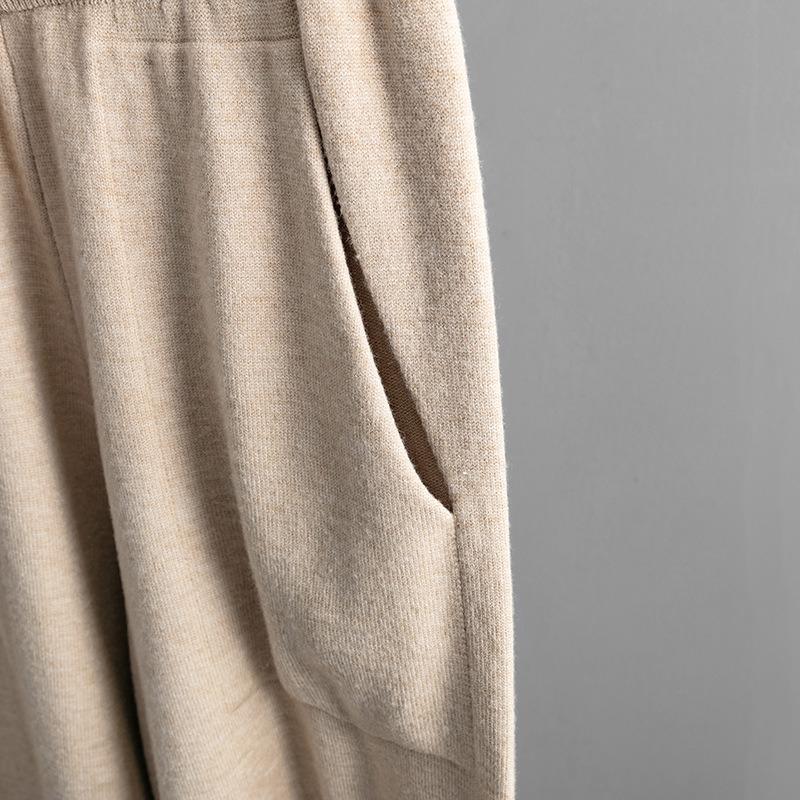 Осенне-зимний женский вязаный свитер, комплект с воротником-поло, свободный модный повседневный топ с длинными рукавами, длинные брюки, комплект из двух предметов