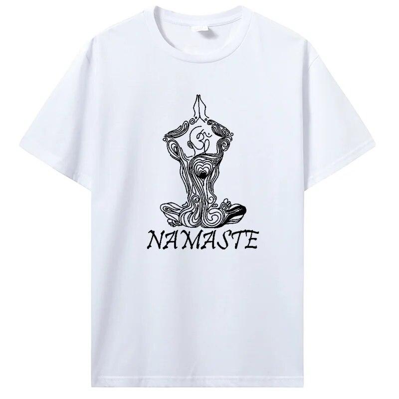 NAMASTE йога женская футболка с принтом унисекс с коротким рукавом хлопковая свободная футболка летняя футболка топы Harajuku уличная одежда