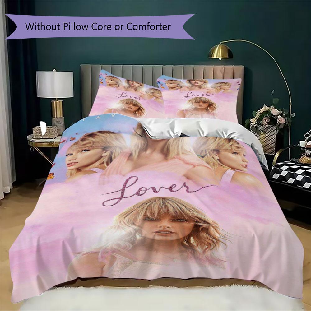Taylor Swift Prints bedding, duvet cover and pillowcases, birthday gift (1 duvet cover + 2 pillowcases, pillow insert not included)JM002