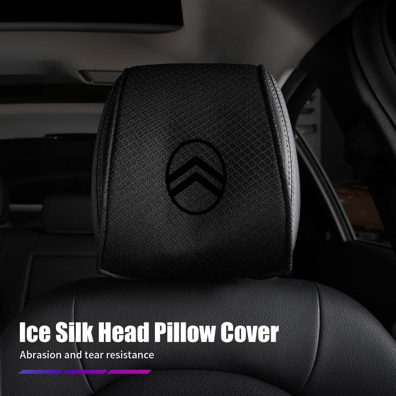 VLKO3 Ice Silk Headrest Cover Breathable Cooling For Citroen C4 C3 C5 C1 C2 Berlingo Celysee Cactus Picasso Aircross Saxo Grand