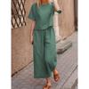 Women Summer Casual Cotton Outfits Half Sleeve T-shirt and Trousers Two Piece Suit Set