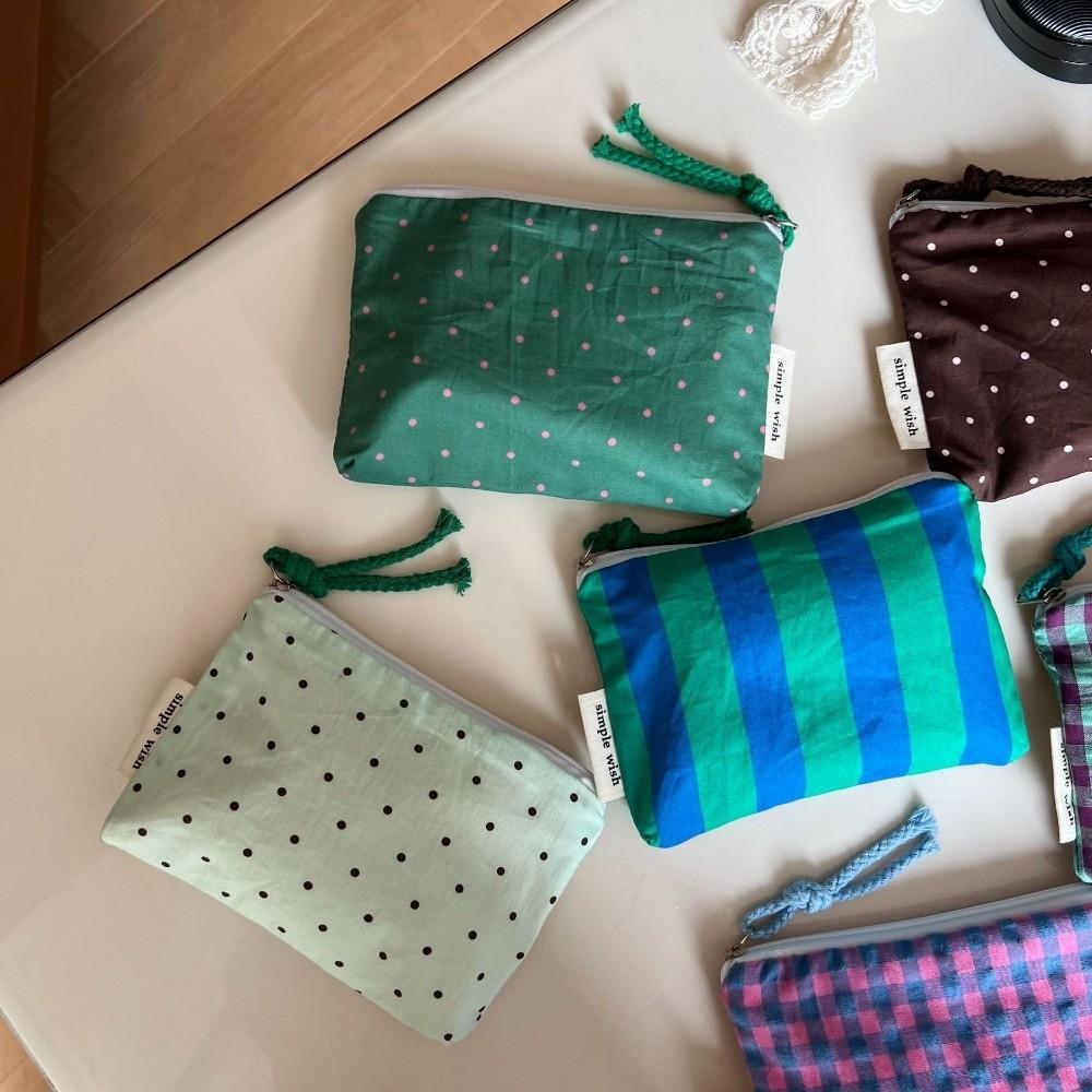 Plaid Striped Makeup Bag Portable Coin Purse Clutch Bag Cosmetics Organizer Travel