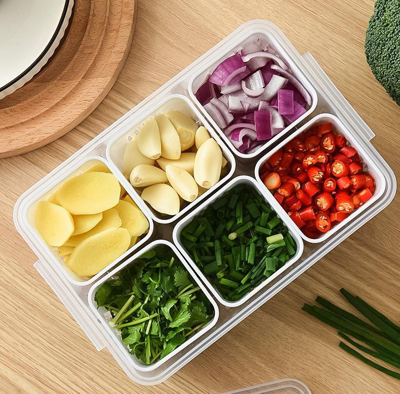 Холодильник Слив для продуктов Коробка для сохранения свежести Коробка для хранения имбиря, чеснока, лука, перца Корзина для слива фруктов и овощей Кухонный органайзер
