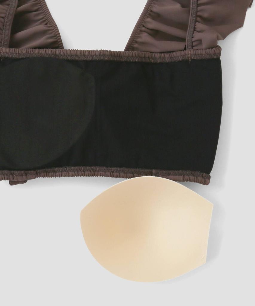 Swimsuit Bikini Set Ruched Bandeau Bra Wireless Bikini Brown X Black [San-ai Paradise] 55-53-2-1612 Women's