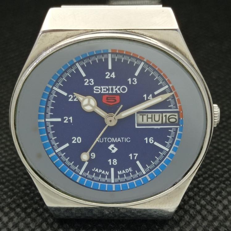 Б/У винтажные часы SEIKO 5 AUTOMATIC 6309A JAPAN MENS D/D BLUE 606-a314459-2