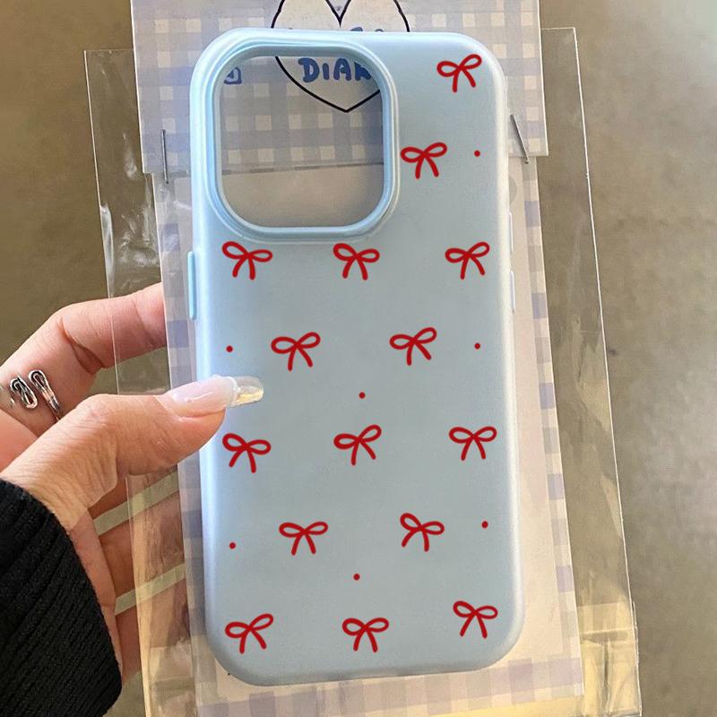 Милый чехол для телефона с принтом красного банта, матовый, для iPhone 17 Air 16 15 14 13 12 11 Pro Max X XS XR 7 8 Plus 16E SE2, противоударные чехлы