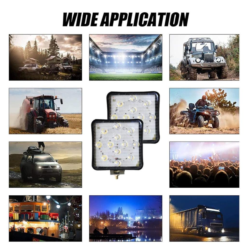 LED Pods 2PCS 4.1 Inch 24V Square LED Off-Road Lights Flood Beam | Fog Driving Roof Bar Bumper Light for SUV Truck Tractor JCB