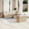 VidaXL Garden Lounge Set with Cushions 10 Pcs Beige Braided Resin 3218318