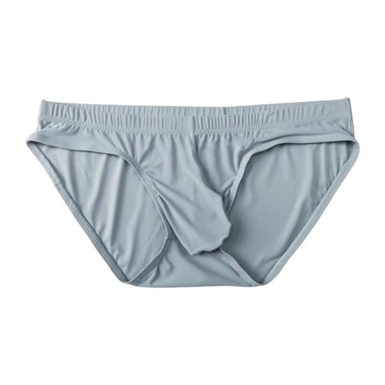 Men Briefs Low Waist U-Convex Wrap Bag Panties Solid Color Ice Silk Smooth Seamless Sexy Underwear Daily Wear