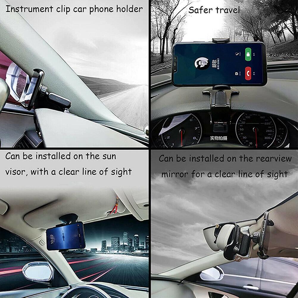 Universal Car Dashboard Mount Holder Snap-on Phone Rack Rotating Rearview Mirror Gps Navigation Hud Stand Clamp
