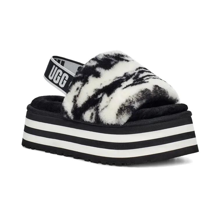 UGG DISCO Marble Slide Shearling Stylish Sandal Women's Black (Unisex) One-Strap Sandals 1122032 BLK