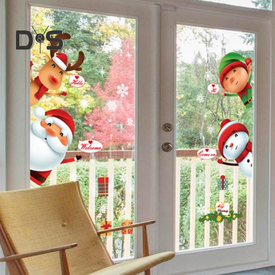 2/4 Pcs Christmas Stickers Santa Claus Snowflake Reindeer Xmas Decals Waterproof Festive Decor Stickers for Windows Glass