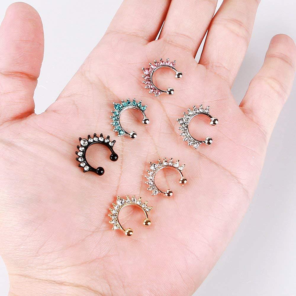 16 г стальной золотой фианит поддельный пирсинг септум смешанные стили ложный септум носовые кольца кликеры мужские украшения для тела пирсинг нариз дайт хеликс