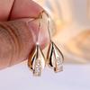 Water Drop Pendant White Zircon Stone Dangle Earrings For Women Vintage Gold Color Tassel Earring Bridal Wedding Jewelry Gifts