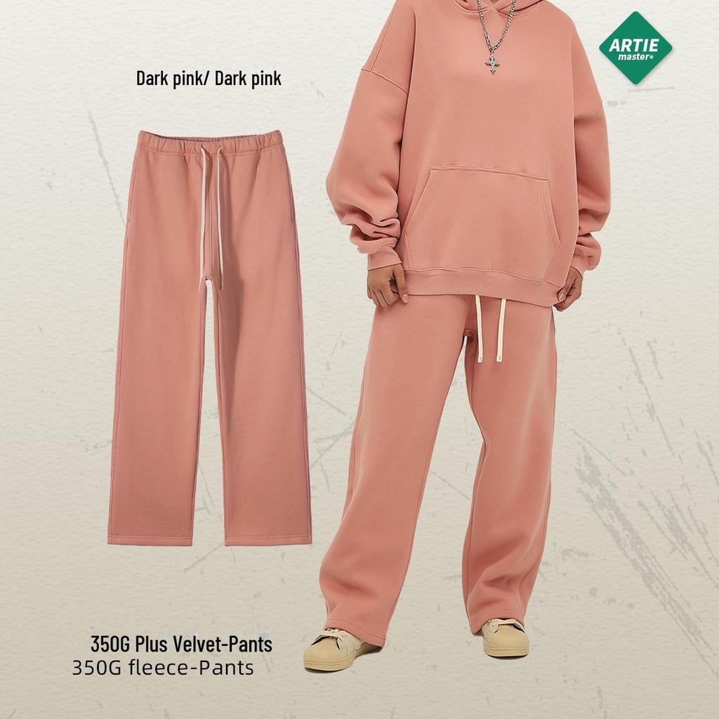 2024 Autumn/Winter Men's Thick 350g Velvet Straight-Leg Loose Casual Sports Trousers