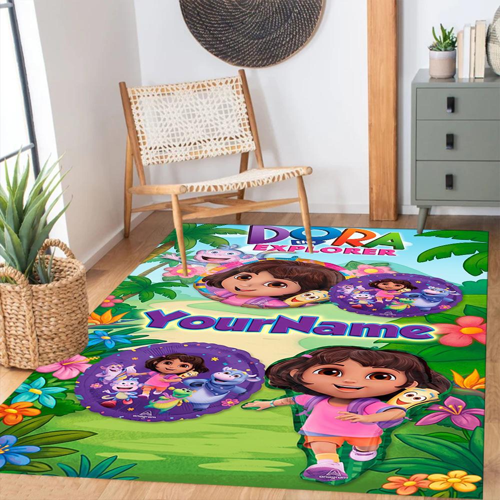 Dora Explorer Personalized Name Floor Mat Perfect for Game Room Playrooms Outdoor Entryway Anti-slip Rug Decorate Offices Birthday/Christmas Gift