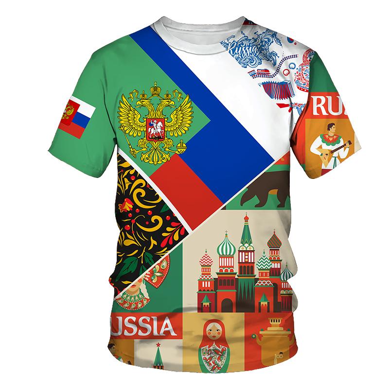 Russian Flag T Shirt Men Women Fashion Ussr Soviet 3d Print T-shirt Tops Kids Hip Hop Tops Tees Red Summer Men's T-shirt Black